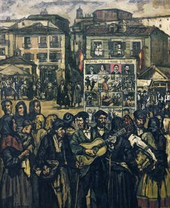 GUTIERREZ SOLANA, Jose (1886-1945). El cartel del crimen (El musico ciego) - a bűnügyi kartell (a vak zenész). 1920 körül. (78 x 64 cm). Olaj, vászon. Magántulajdon. alkotó: Jose Gutierrez Solana