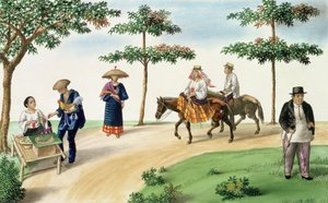 Utcai jelenet, a "The Flebus Album of Views In and Around Manila", 1845 körül