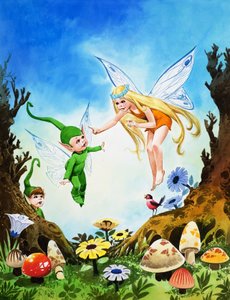 The Rainbow Pixie (gouache, papír)