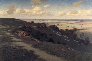 "Bury Hill és falu kilátással az északi dombokra", 1879-1919 alkotó: Jose Weiss