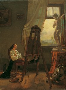 A festő, aki elaludt a műteremben alkotó: Josef Danhauser
