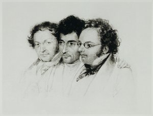 Johann Baptist Jenger, Anselm Huettenbrenner és Franz Schubert ... alkotó: Josef Eduard Teltscher
