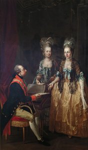 II. József császár portréja a spinetnél, testvéreivel, Mária Erzsébettel és Mária Annával. alkotó: Josef Hauzinger