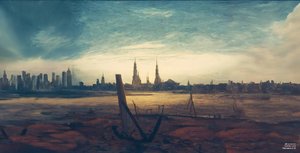 JJM újraalkotja a Friedrich-C-D: City at moonrise (magas épületek)