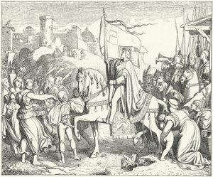 Frigyes szent római császár belépve Jeruzsálembe, a hatodik keresztes hadjárat alkotó: Josef Mathias (after) Trenkwald