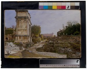 A Forum Romanum Titus diadalívével és a Colosseummal alkotó: Josef Theodor Hansen