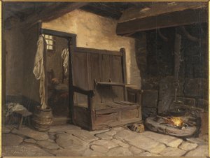 A Cottage Interior (olaj, papír, masonitra szerelve)
