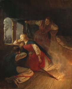 Hagbard et Signy – Hagbard és Signy, szerző: Wallander, Josef Wilhelm (1821-1888). Olajfestmény