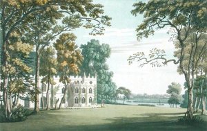 The House, gardens and lake at Strawberry Hill, J.C. Stadler (fl.1780-1812) metszete, 1793-ban megjelent (színes metszet) alkotó: Joseph (after) Farington
