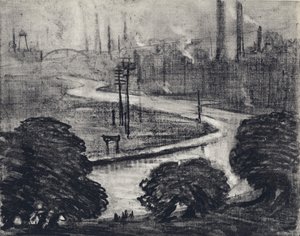 Kelet-London, a Lea folyó (litho)
