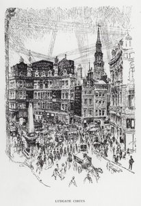 Ludgate Cirkusz (litho) alkotó: Joseph (after) Pennell