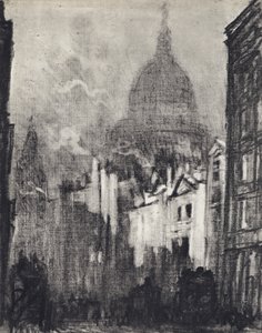 Szent Pál kupola, az Cannon Street felől (litho) alkotó: Joseph (after) Pennell