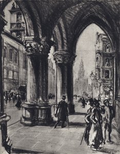 Strand, a Törvénybíróságtól (litho) alkotó: Joseph (after) Pennell