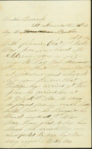 Levelet írt alá Joseph A. Fardell, Benton Barracks, St. Louis, Mo., anyának, 1863. november 12. alkotó: Joseph A. Fardell