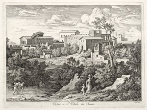 Kilátás a San Vitale-ra, Róma alkotó: Joseph Anton Koch
