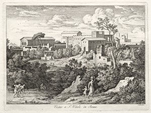 San Vitale látképe, Róma, kb. 1810. alkotó: Joseph Anton Koch