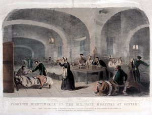 Florence Nightingale (1820-1910) a scutari katonai kórházban a krími háború alatt, 1856