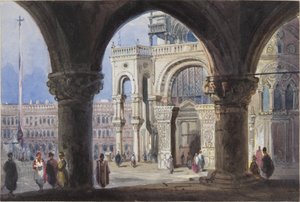 A templom és a Piazza San Marc Velencében, Thomas Moodys Journal-ba beillesztve egy svájci és olaszországi körútról, 1822 (wc papíron)