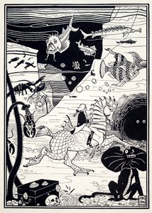 Sokféle magas, nemes fa volt, tele tengeri gyümölccsel, például homárral…, 1895. alkotó: Joseph Benwell Clark