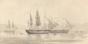 Három hajó Barque-szerű kötéllel