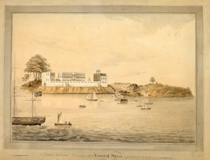 Bance-sziget látképe, Sierra Leone, Afrika, 1805 körül (akvarell) alkotó: Joseph Corry