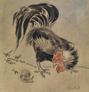 Spanish Cock and Snail (gouache on linen)
