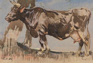 The Old Cow (gouache on linen) alkotó: Joseph Crawhall