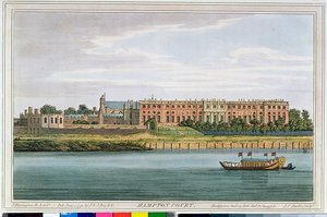 Hampton Court, J.C. Stadler (fl.1780-1812) metszete Havell „Temze története” című művéből, 1793 (színes metszet)