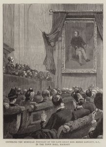 A néhai Henry Fawcett, parlamenti képviselő emlékportréjának leleplezése a hackney-i városházán alkotó: Joseph Finnemore