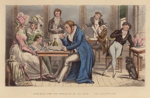 John Bull és családja egy jégkávézóban (színes metszet)