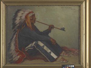 Chief Flat Iron, Sioux (olaj, vászon) alkotó: Joseph Henry Sharp