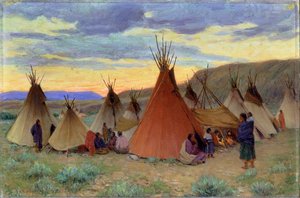 Este a varjúrezervátumban, Montana (olaj, vászon) alkotó: Joseph Henry Sharp