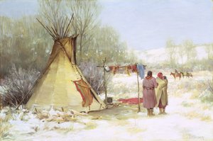 Téli táborba visszatérő indiánok (olaj, vászon) alkotó: Joseph Henry Sharp