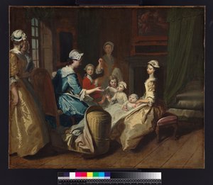 Pamela egy óvodai mesét mond el Samuel Richardson (1689-1761) 1740-ben megjelent „Pamela: avagy az erény jutalma” című művéből, 1744 körül.