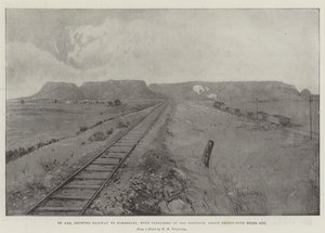 De Aar, a Kimberleybe vezető vasútvonal, a Tafelberggel a távolban, körülbelül harmincöt mérföldre innen. alkotó: Joseph Holland Tringham