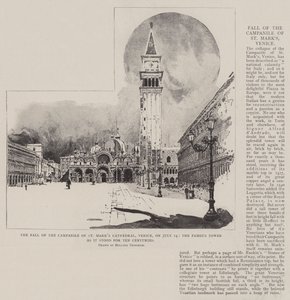 A velencei Szent Márk-székesegyház Campanile-jának leomlása július 14-én, a híres torony, ahogyan tíz évszázadon át állt. alkotó: Joseph Holland Tringham