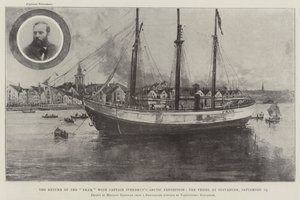 A Fram visszatérése Sverdrup kapitány sarkvidéki expedíciójával, a hajó Stavangerben, szeptember 19. alkotó: Joseph Holland Tringham