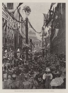 Királyi körmenet, Őfelsége hintója a Ludgate-dombon haladva a Szent Pál-székesegyházhoz alkotó: Joseph Holland Tringham