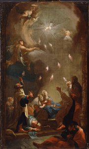 A Szentlélek leszállása (Pünkösd), Olaj, vászon, Joseph Ignaz Mildorfer (1719-1775), 1750 körül - (A Szentlélek leszállása (Pünkösd), J.I.Mildorfer olaj, vászon, 1750 körül) - Magyar Nemzeti Galéria (Magyarország) alkotó: Joseph Ignaz Mildorfer