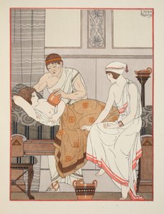 Szívás alkalmazása a mellre, illusztráció a "Hippokratész műveiből", 1934 alkotó: Joseph Kuhn Regnier