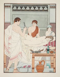 Nőgyógyászati vizsgálat, illusztráció a Hippokratész műveiből, 1934