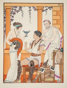 Sebesült katona karral hevederben, illusztráció a Hippokratész műveiből, 1934 alkotó: Joseph Kuhn Regnier