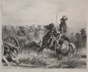 Lovassági jelenet, 1836. alkotó: Joseph Louis Hippolyte Bellange