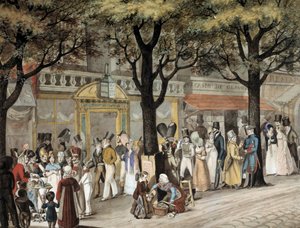 Séta a párizsi körúton 1819-ben Joseph Louis Bellange (1800-1866) akvarellje 1819 Párizs, Musee Carnavalet