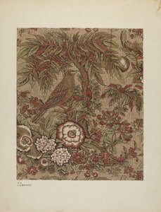Nyomtatott Cotton Chintz, c. 1940.