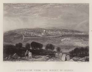 Jeruzsálem az Olajfák hegyéről (színes litho) alkotó: Joseph Mallord William (after) Turner