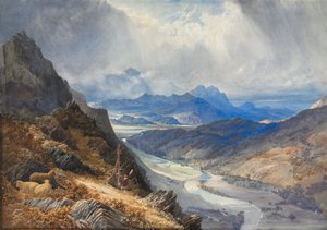 Kilátás Moel Cynwichből: Nézzünk át Afon Mawddach völgyére és Cader Idris felé, c. 1850. alkotó: Joseph Mallord William Turner