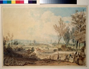 Kilátás Oxfordra a Headington Hill déli oldaláról, 1803-04 (wc grafit felett, néhány karcolással)