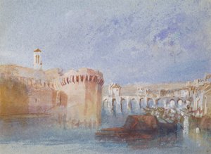 Angers: A Doutre városfalai és a La Trinité-templom tornya alkotó: Joseph Mallord William Turner