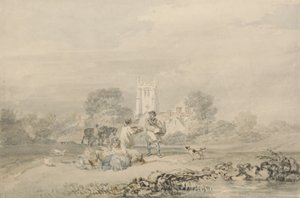 Őszi gabonavetés, 1794 körül (akvarell grafit felett, papíron) alkotó: Joseph Mallord William Turner